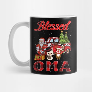 Blessed Oma Red Plaid Christmas Mug